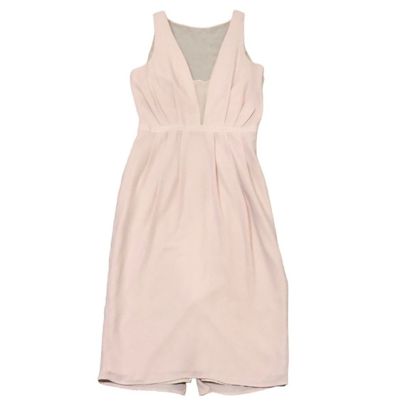 Paper Crown Bridesmaids Dress Size 2 Blush Pink Sheer Plunge Neck - Picture 1 of 9